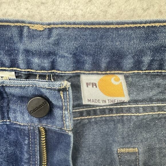 Carhartt Jeans Mens 38 X 34 Blue Denim FR Flame Resistant Straight Leg Workwear - Picture 9 of 12